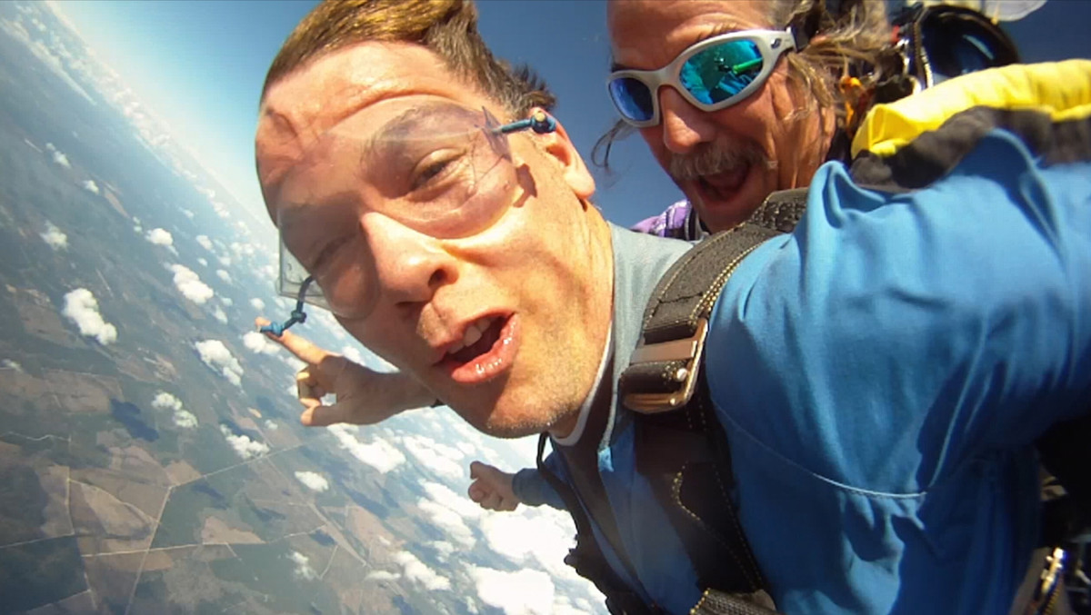 Gleason went skydiving for a fundraiser on the one-year anniversary of his diagnosis. 